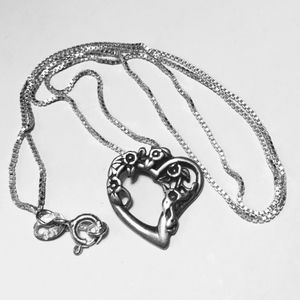 Antique Sterling Heart, w/JJT 18" 925 Italy Chain